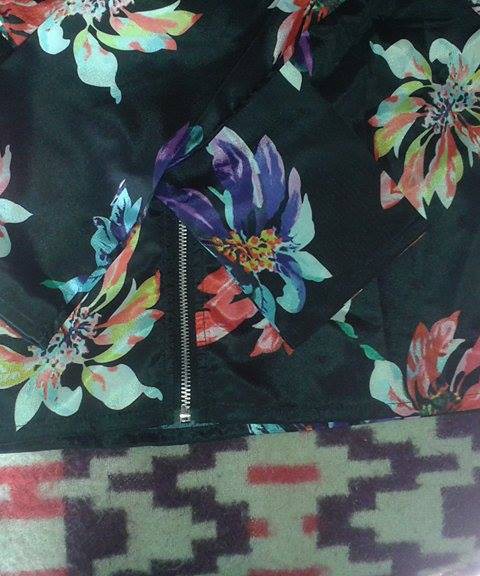 Women Fashion Casual Long Sleeve Floral Print Zip Up Bomber Short Jacket Coat